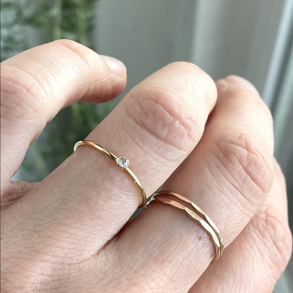 Dainty 14k gold filled CZ stacking ring size 8 - Picture 3 of 4